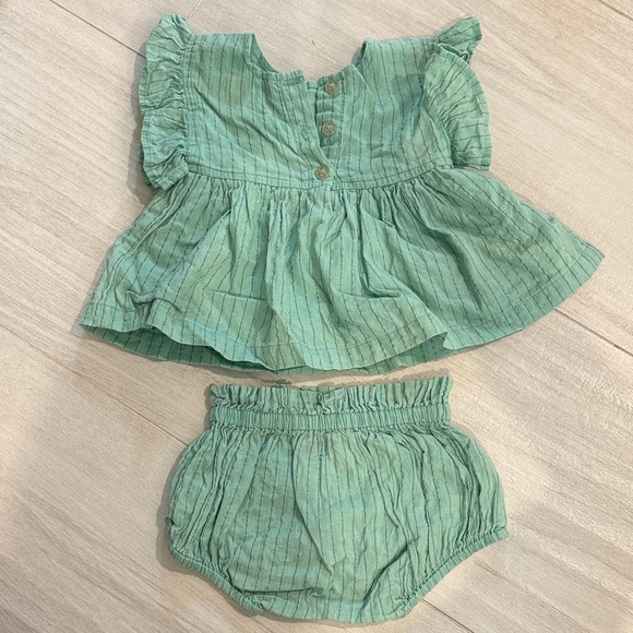 Pink Chicken Teal Striped Ruffle Set - Picture 4 of 5